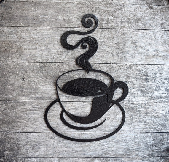 Small Metal Coffee Cup Sign Abstract Metal Coffee Cup Etsy
