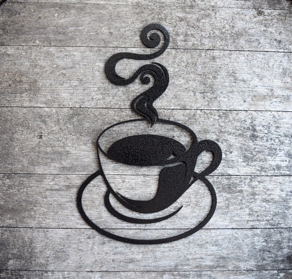 Metal Coffee Cup Sign Abstract Metal Coffee Cup Swirly Metal