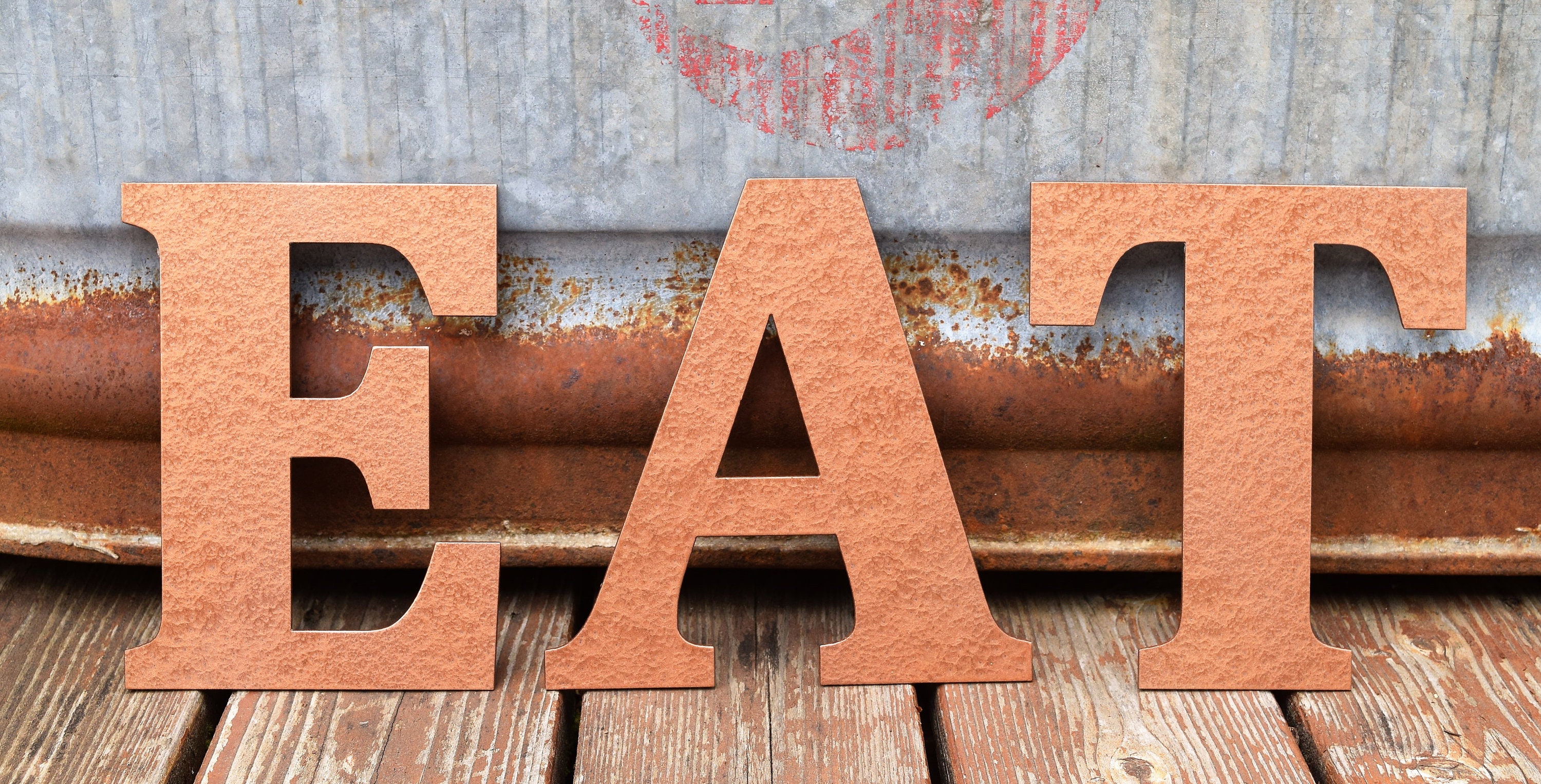 Metal EAT Letters Metal Sign Rustic Art Metal Etsy