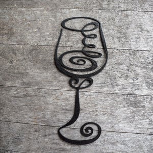 Fancy Metal Wine Glass | Abstract Metal Wine Glass | Swirly Wine Glass | Vino | Metal Wall Décor & Art