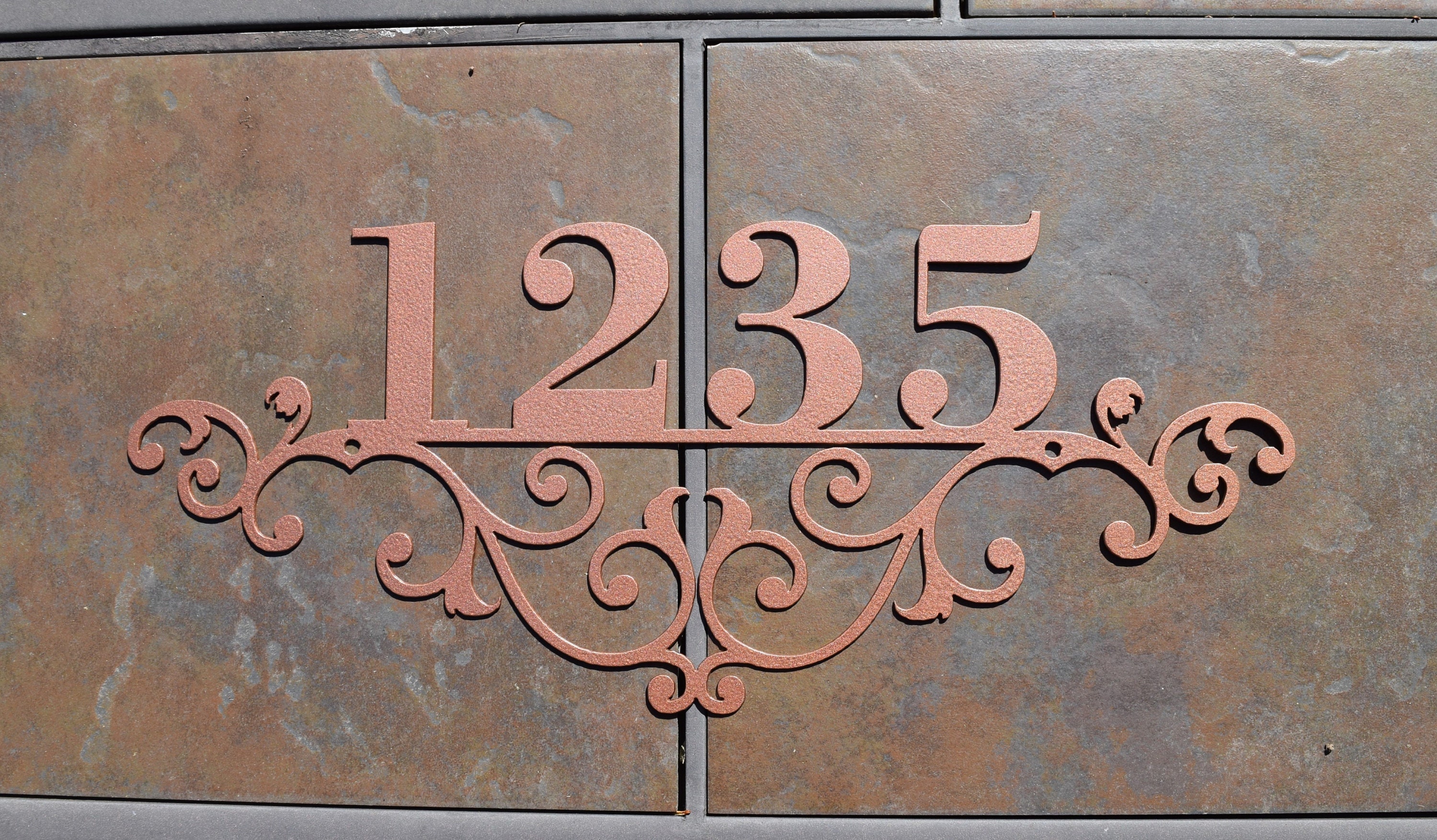 Flourished Metal Outdoor Home Address Sign