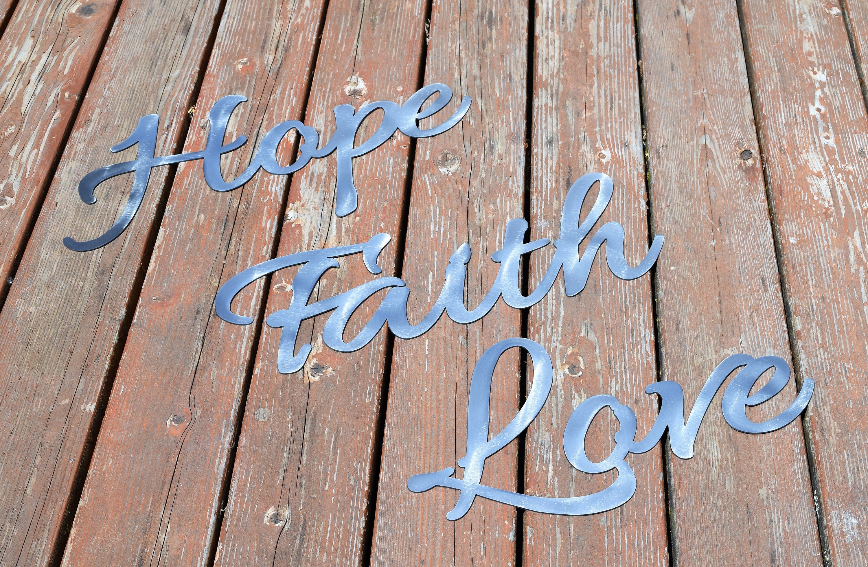 Hope Faith Love Metal Signs Metal Wall Hangings Metal Art Metal Letters Custom Metal Sign