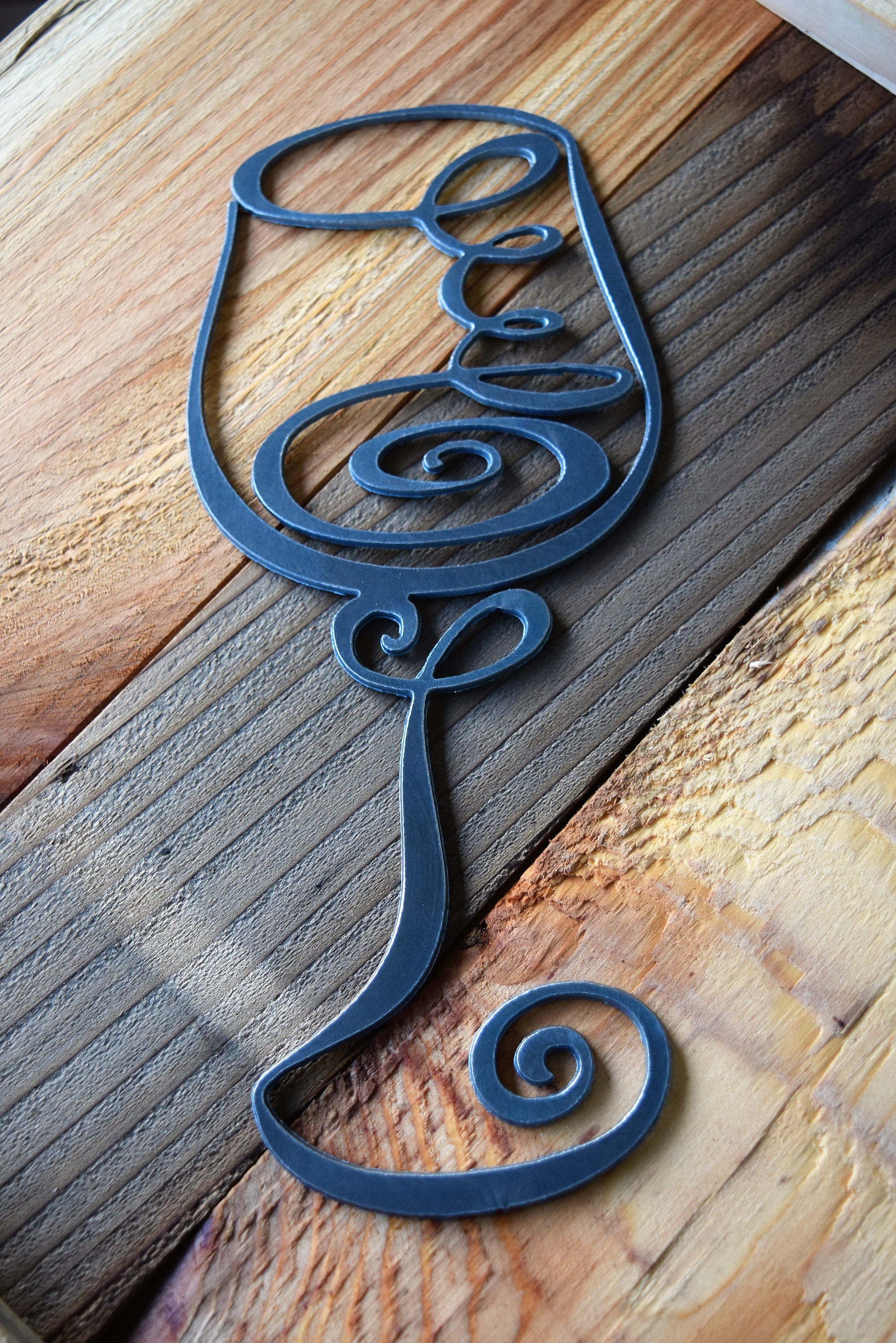 Medium Metal Wine Glass | Abstract Metal Wine Glass | Swirly Wine Glass