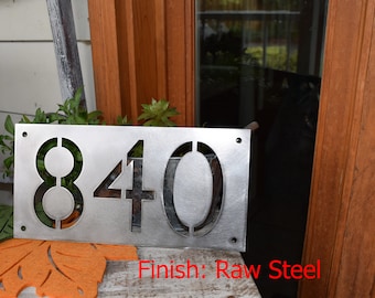 Signo de dirección de casa horizontal de metal Fuente moderna / Placa de número de casa personalizada / Placa de dirección / Signo al aire libre / Números de casa