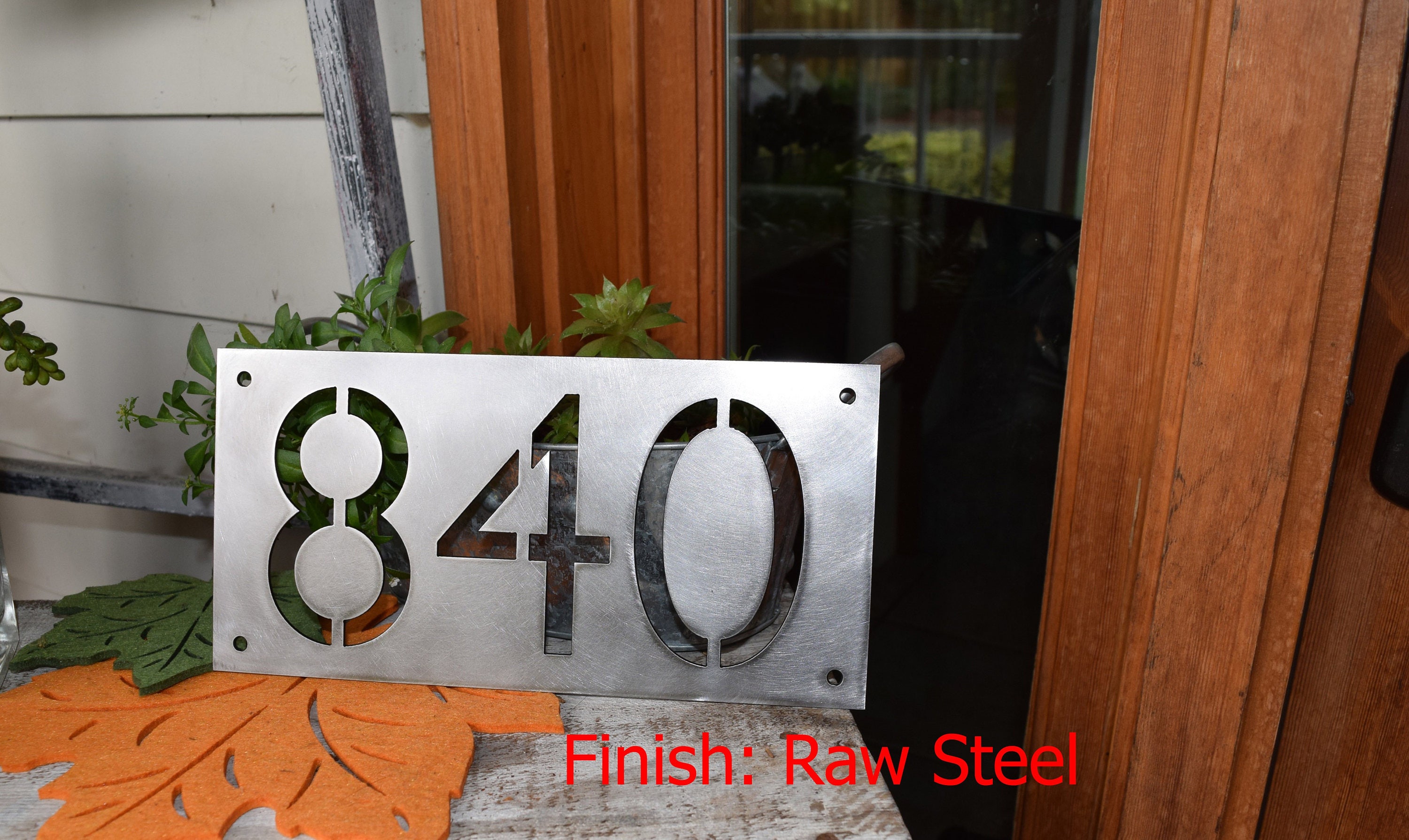 Metal Horizontal Home Address Sign Modern Font | Personalized House N…