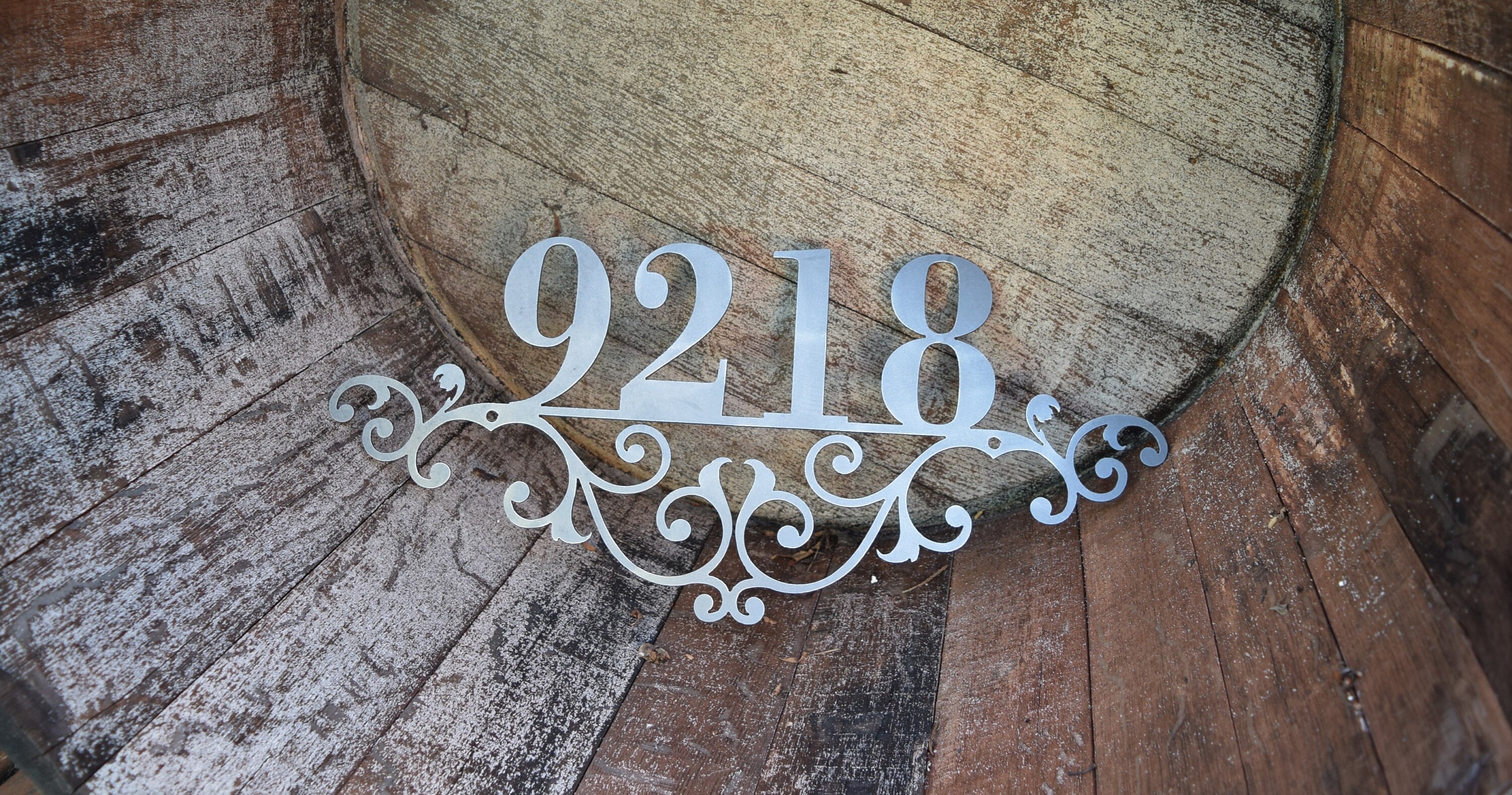 Flourished Metal Outdoor Home Address Sign
