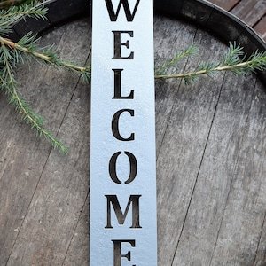 Vertical Metal Welcome Sign Metal Wall Art Monogram Metal ArtMetal Wall Decor Custom Metal SignsVintage Sign Hammered Silver