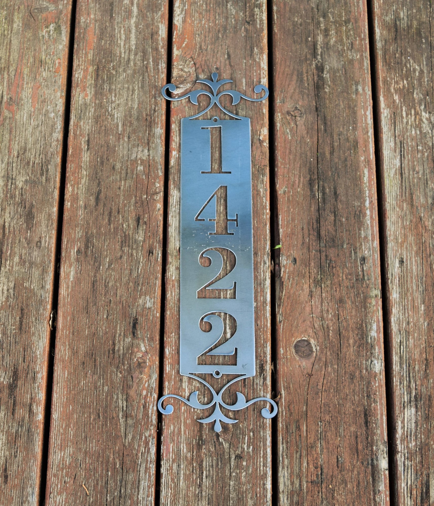 Vertical Metal Outdoor Home Address Sign End Flourish Custom Etsy