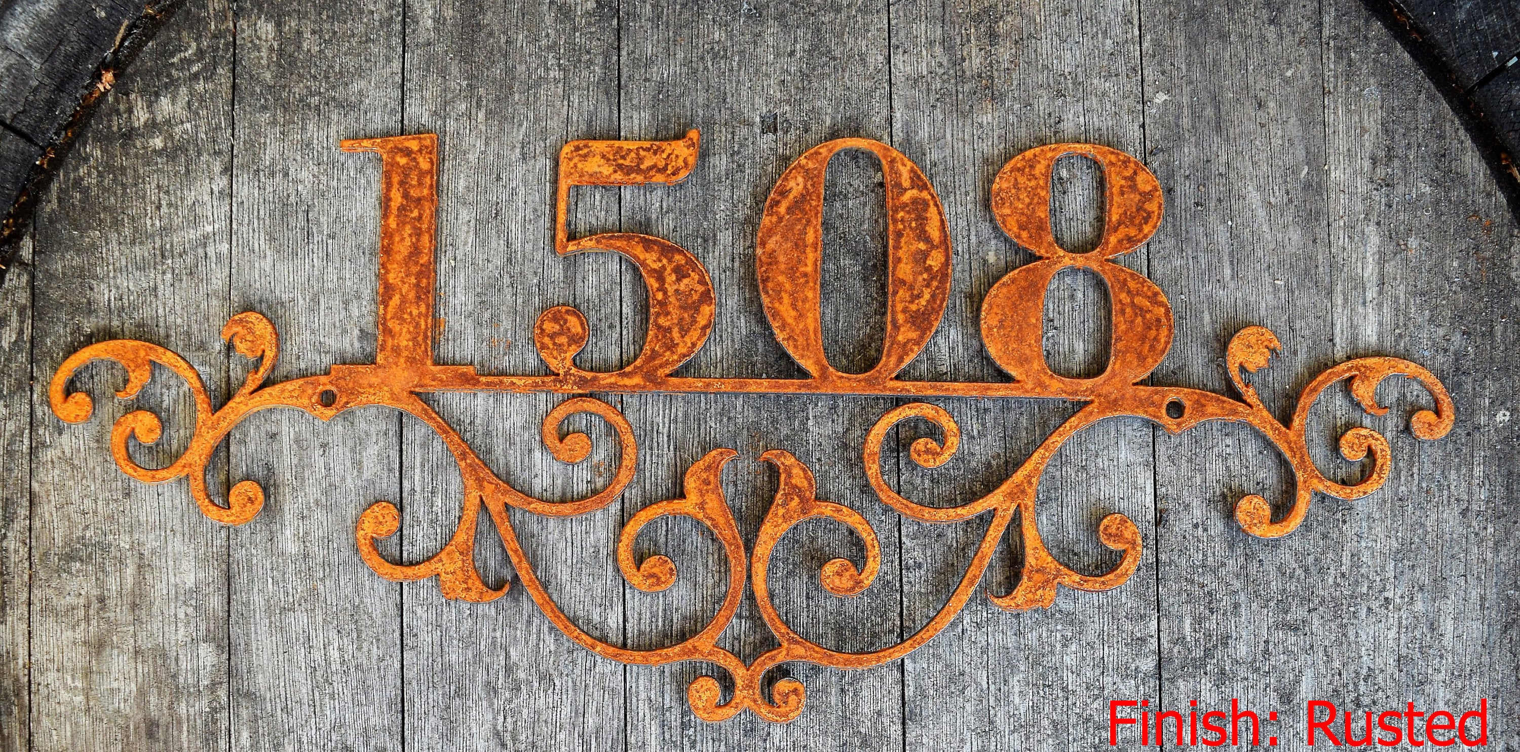 Flourished Metal Outdoor Home Address Sign