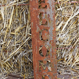 Vertical Metal Welcome Sign Metal Wall Art Monogram Metal ArtMetal Wall Decor Custom Metal SignsVintage Sign Rusted Steel