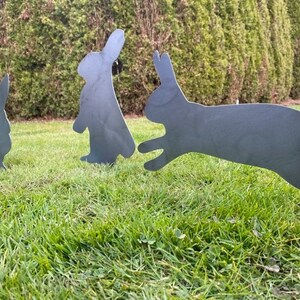 Rabbit Garden Stakes Bunny Yard Stakes Staked Yard Art Metal Staked Rabbits Custom Yard Art Easter Yard Art Easter Bunny Yard image 4