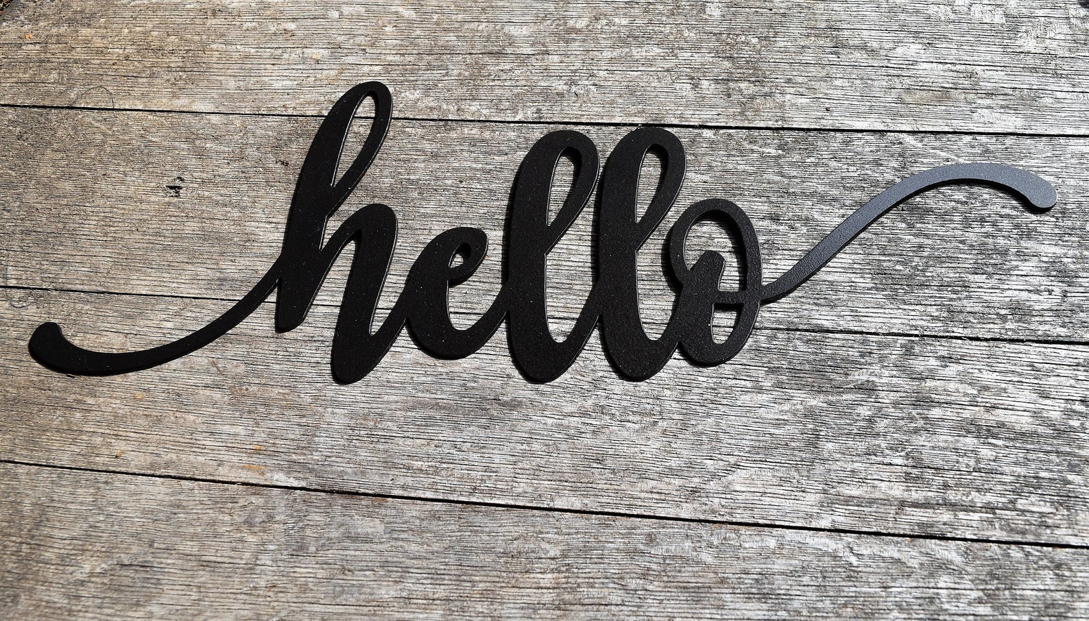 Metal Hello Sign Metal Wall Art Front Porch Sign Metal Etsy