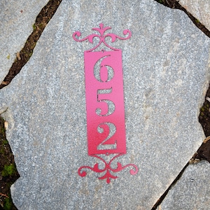 Vertical Metal Outdoor Home Address Sign End Flourish | Custom Address Sign | Personalized House Number Plaque | Address Plaque
