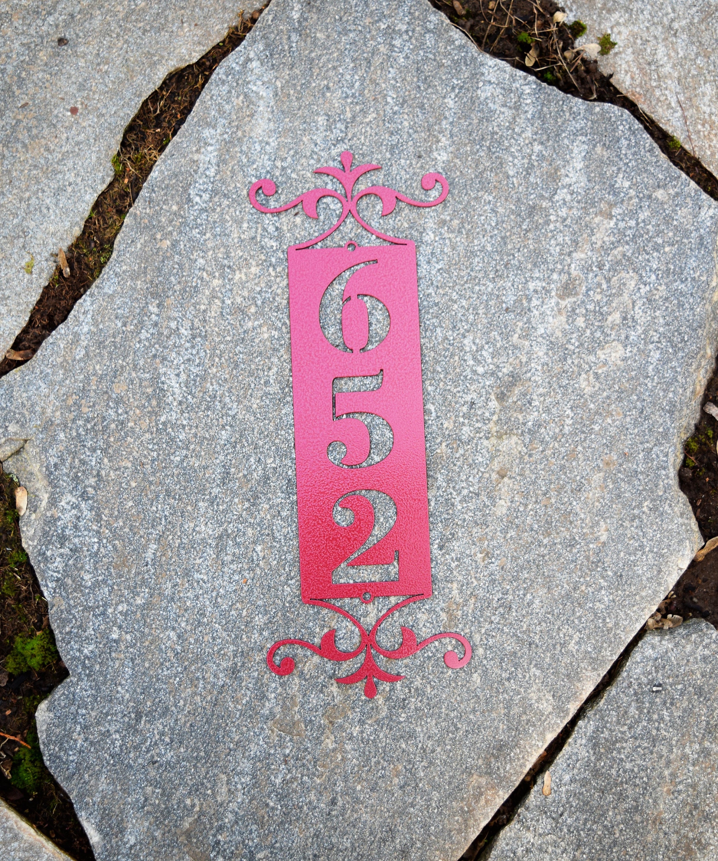 Vertical Metal Outdoor Home Address Sign End Flourish | Custom Addres…