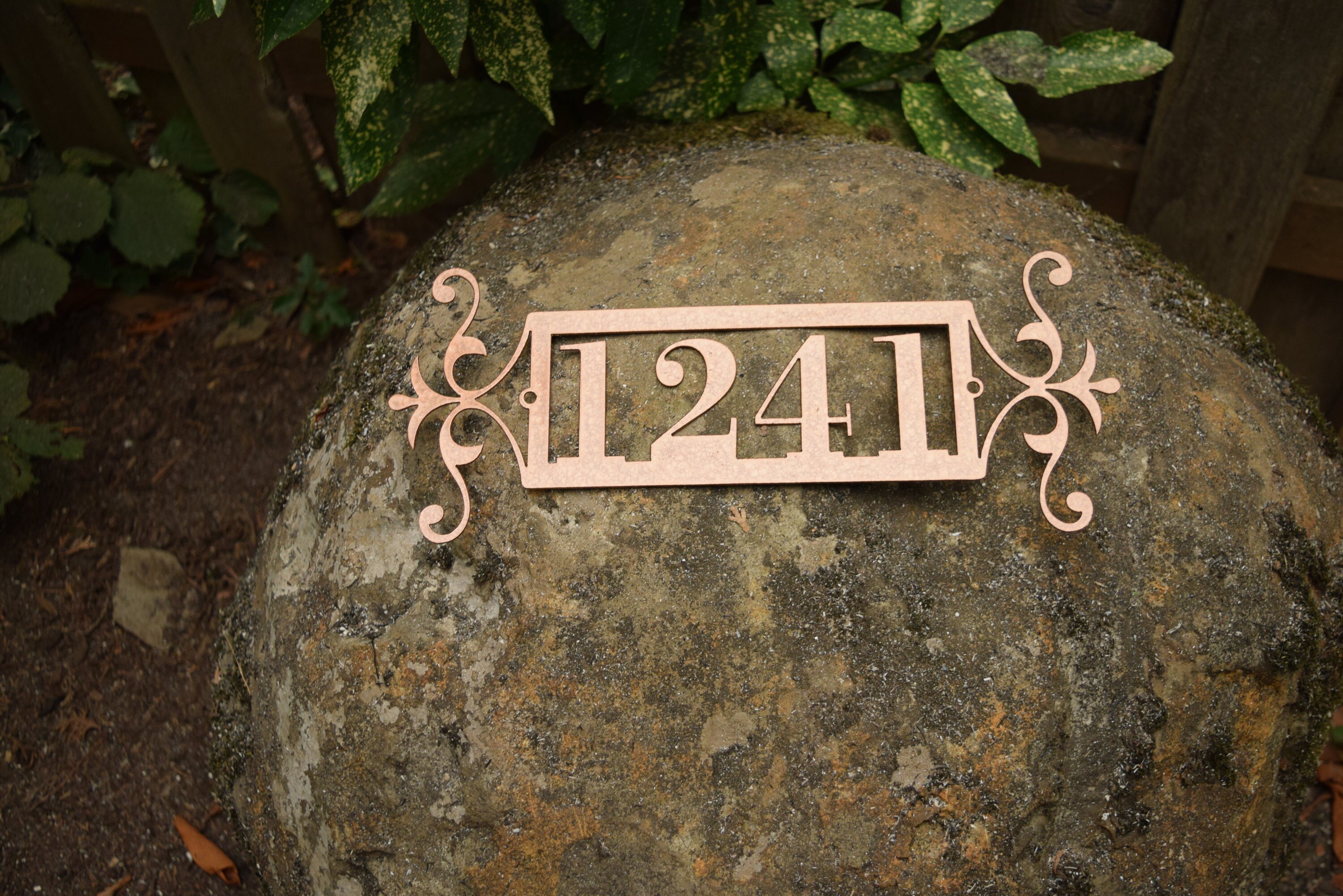 Horizontal Metal Outdoor Home Address Sign End Flourish | Custom Addr…