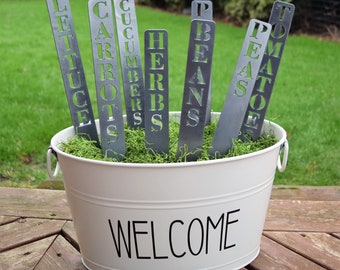 Rustic Steel Garden Markers: Herb & Vegetable Plant Tags