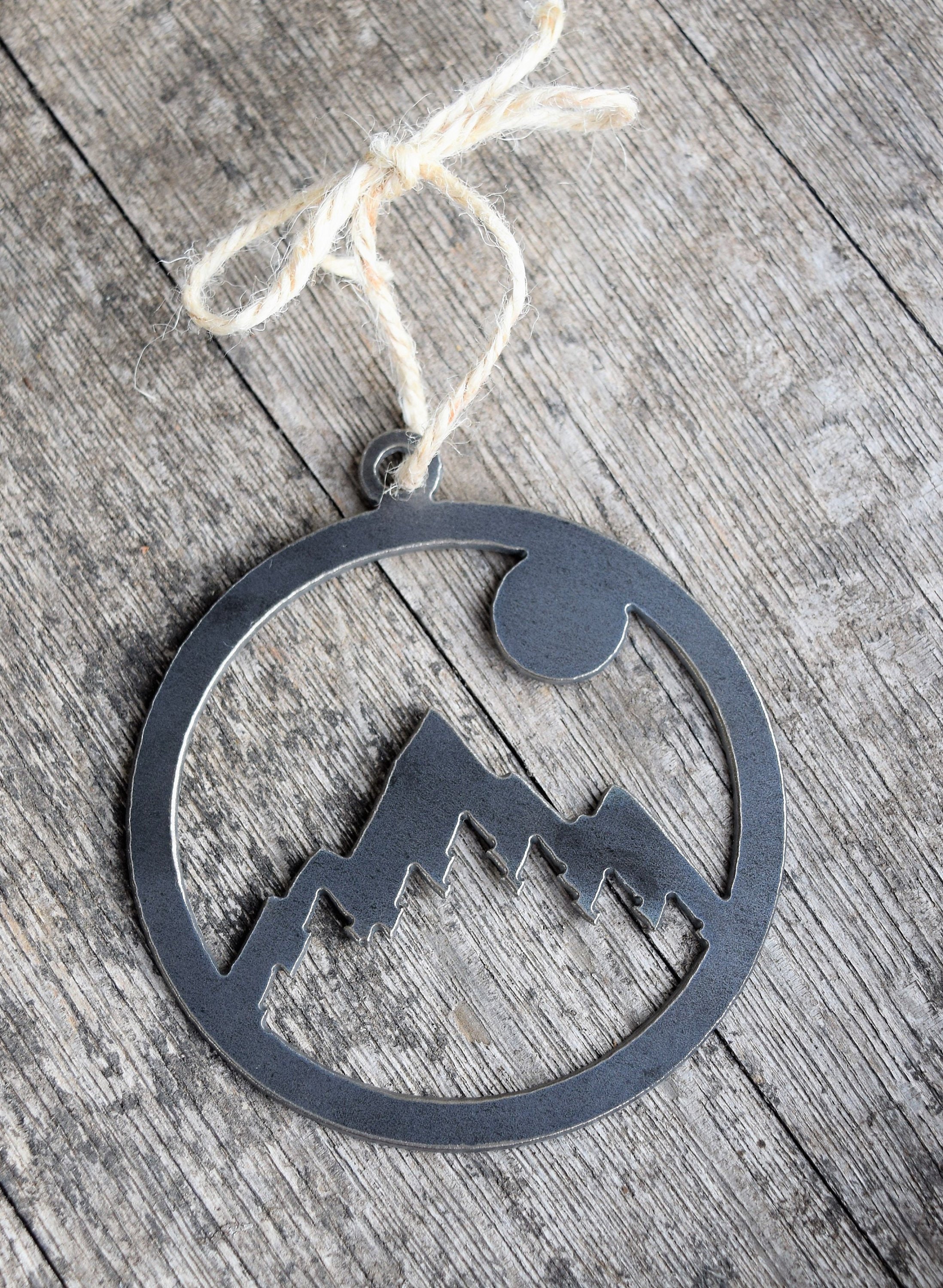 Mountain Sun Ornament Metal | Scenery Ornament | Outdoors | Raw Steel…