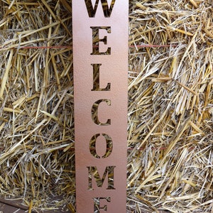 Vertical Metal Welcome Sign Metal Wall Art Monogram Metal ArtMetal Wall Decor Custom Metal SignsVintage Sign Hammered Copper