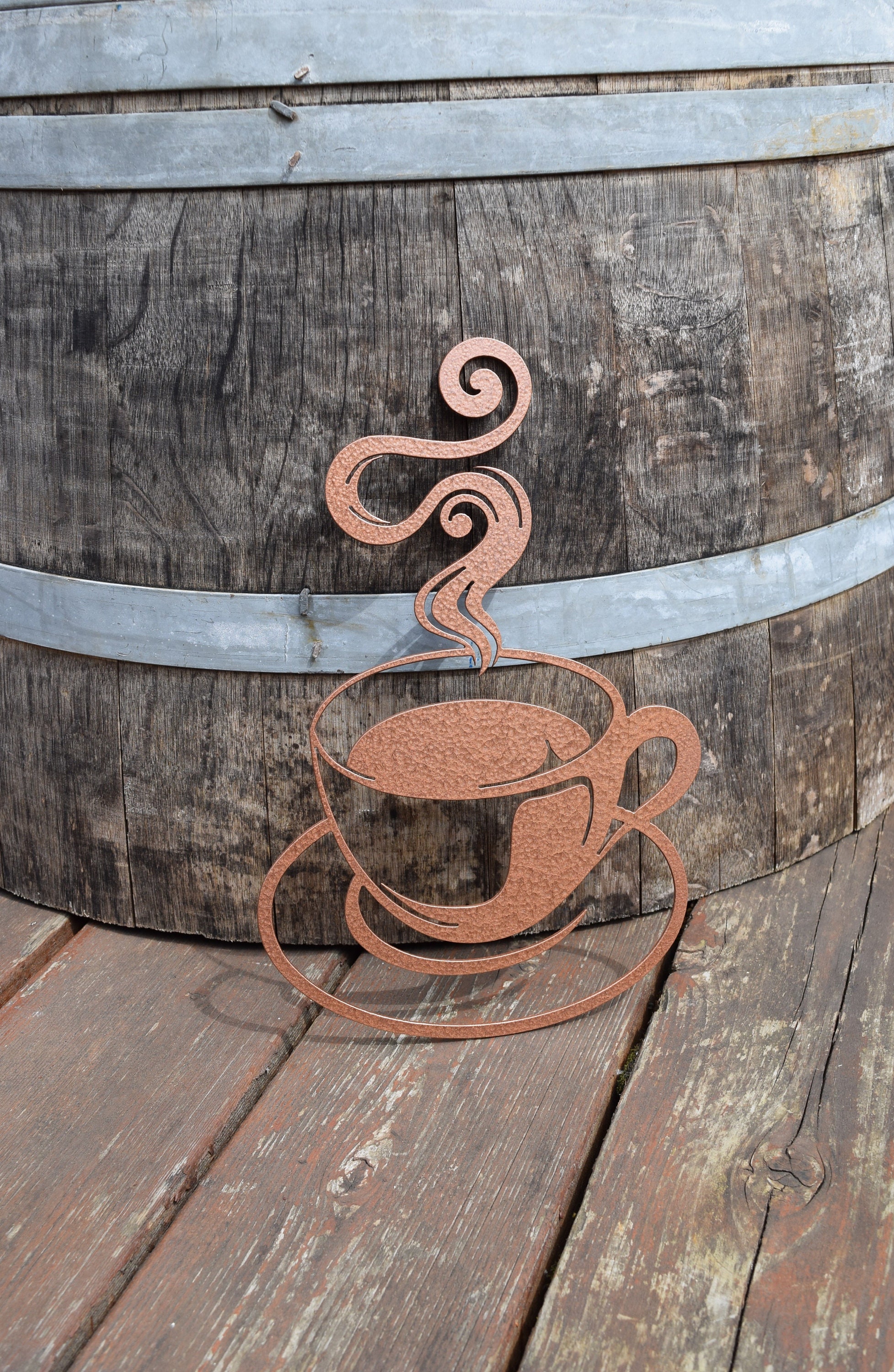 Metal Coffee Cup Sign Abstract Metal Coffee Cup Swirly Metal