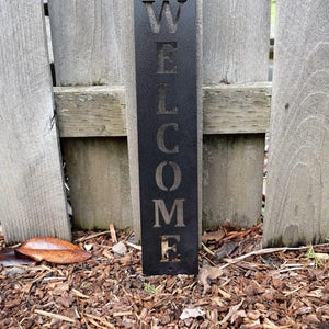 Vertical Metal Welcome Sign Metal Wall Art Monogram Metal ArtMetal Wall Decor Custom Metal SignsVintage Sign Hammered Black