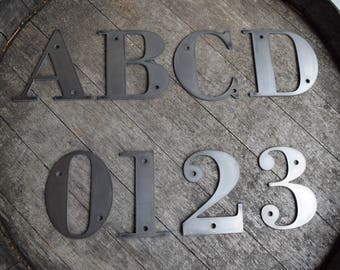 4.5" Rustic Metal Letters and Numbers: Raw Steel Finish