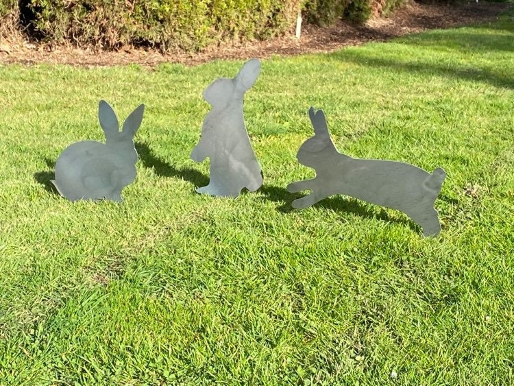 Rabbit Garden Stakes Bunny Yard Stakes Staked Yard Art | Etsy