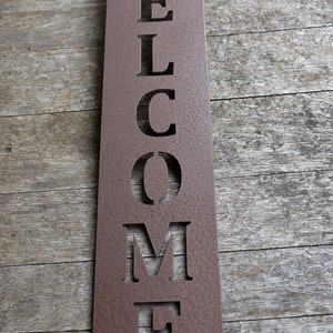 Vertical Metal Welcome Sign Metal Wall Art Monogram Metal ArtMetal Wall Decor Custom Metal SignsVintage Sign Hammered Brown