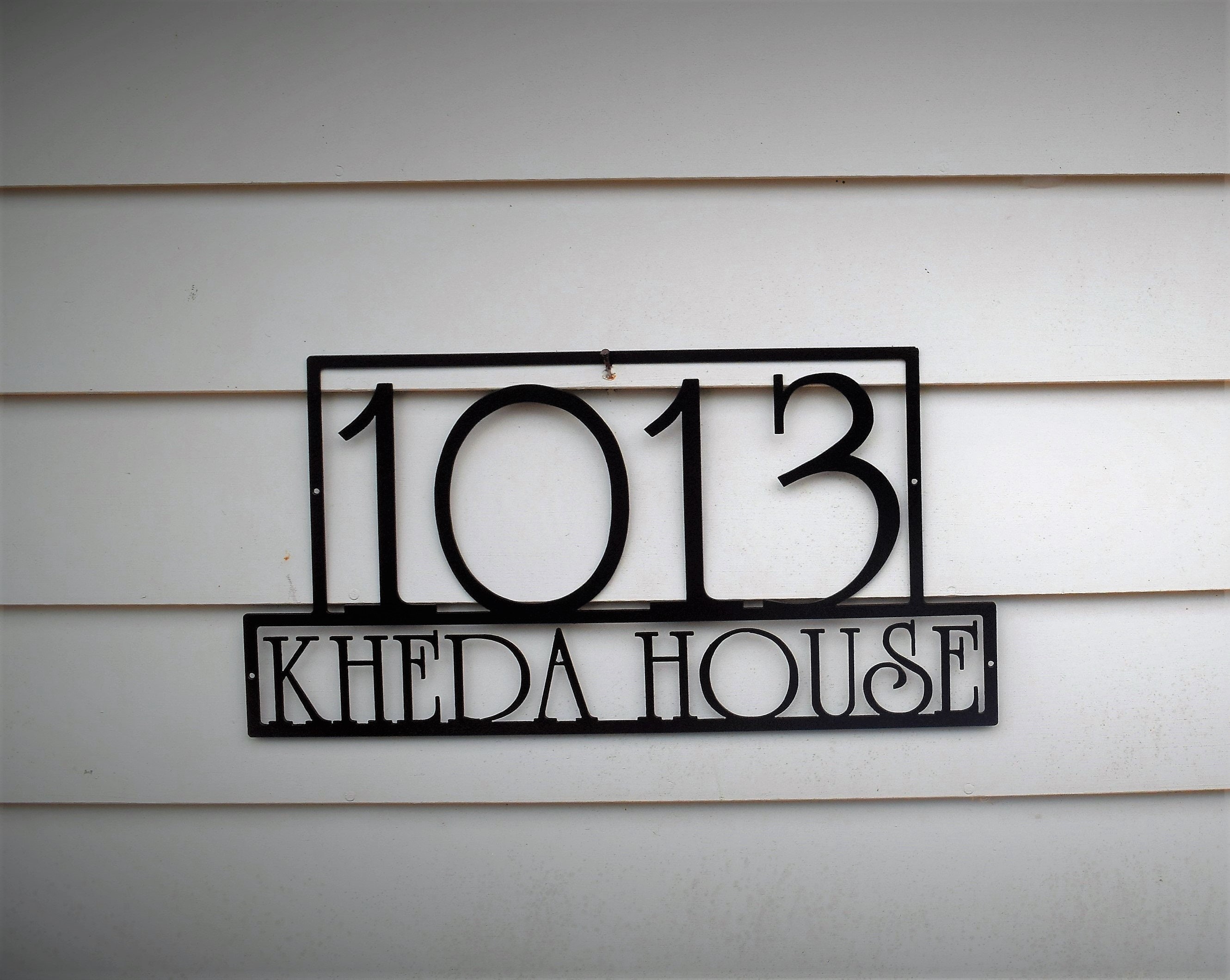 Horizontal Framed Metal Outdoor Home Address Sign Custom Etsy