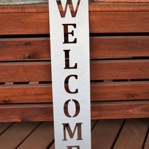 Vertical Metal Welcome Sign Metal Wall Art Monogram Metal ArtMetal Wall Decor Custom Metal SignsVintage Sign image 6