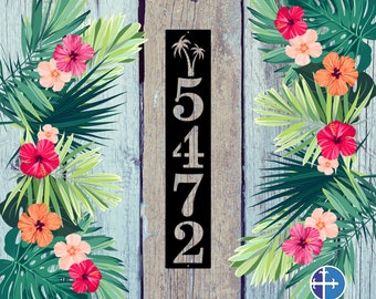 4.5" Palm Tree Metal Address Sign | Personalized House Number Plaque | Address Plaque | Mailbox Sign | Metal House Numbers | Number Plaque