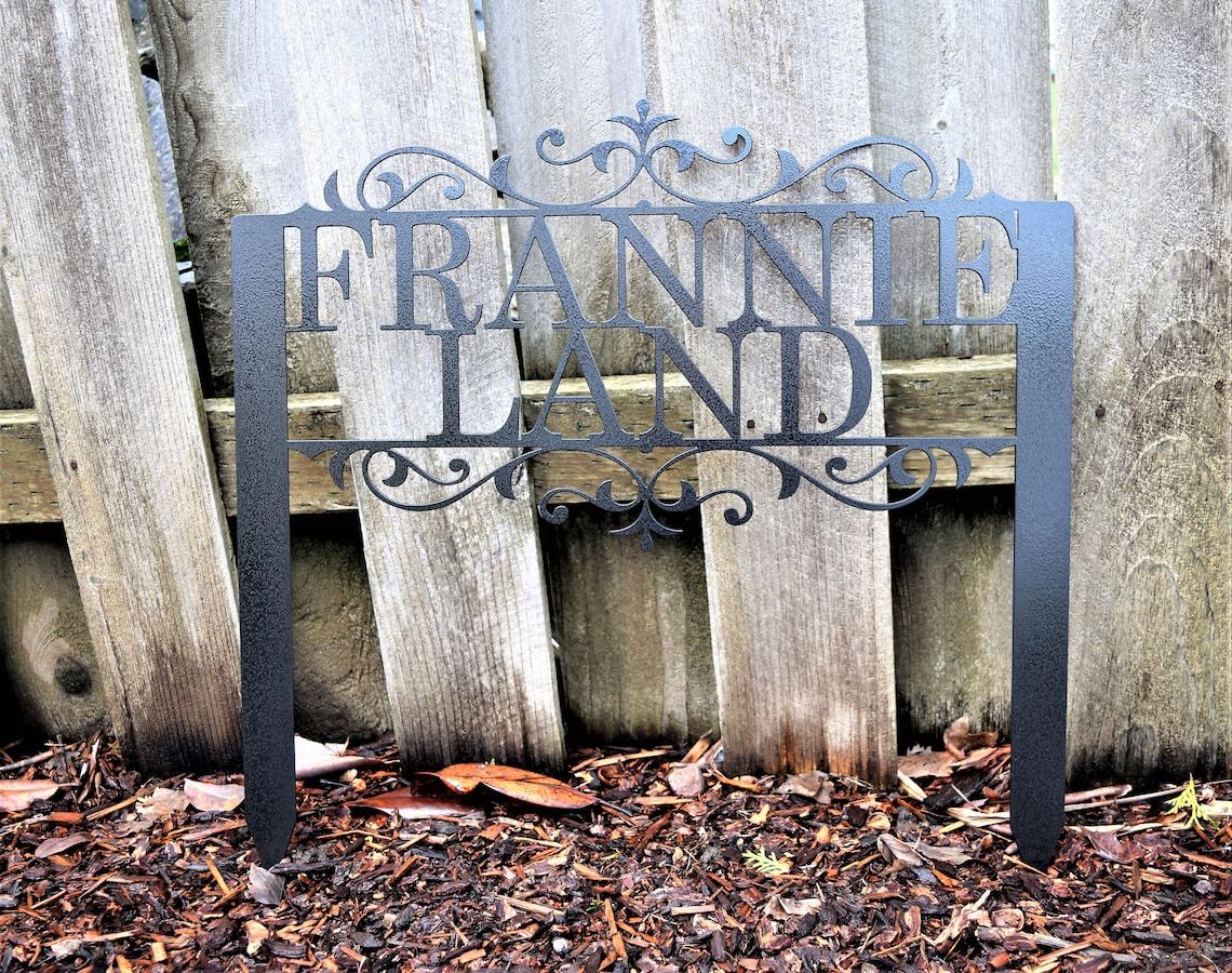 Custom Metal Staked Garden Sign Custom Metal Name Sign Etsy