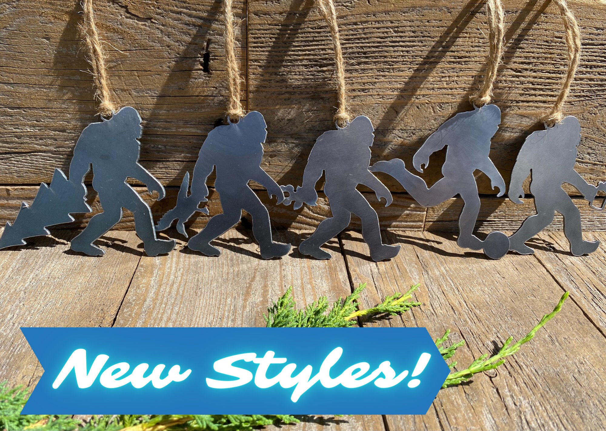 Sasquatch Ornament Metal | Bigfoot Ornament | Outdoors | Raw Steel Sa…