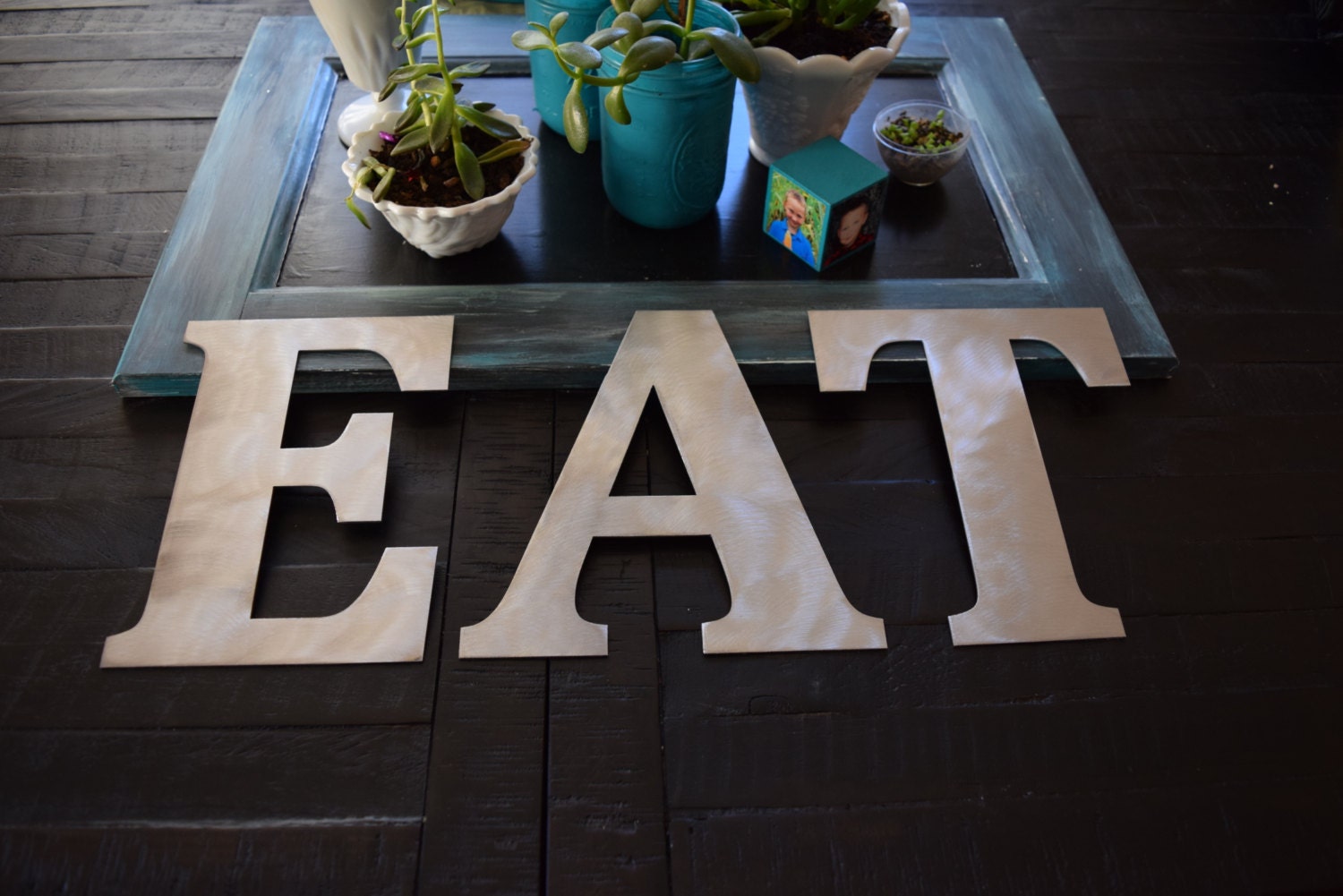 Metal EAT Letters Metal Sign Rustic Art Metal Name Sign Custom