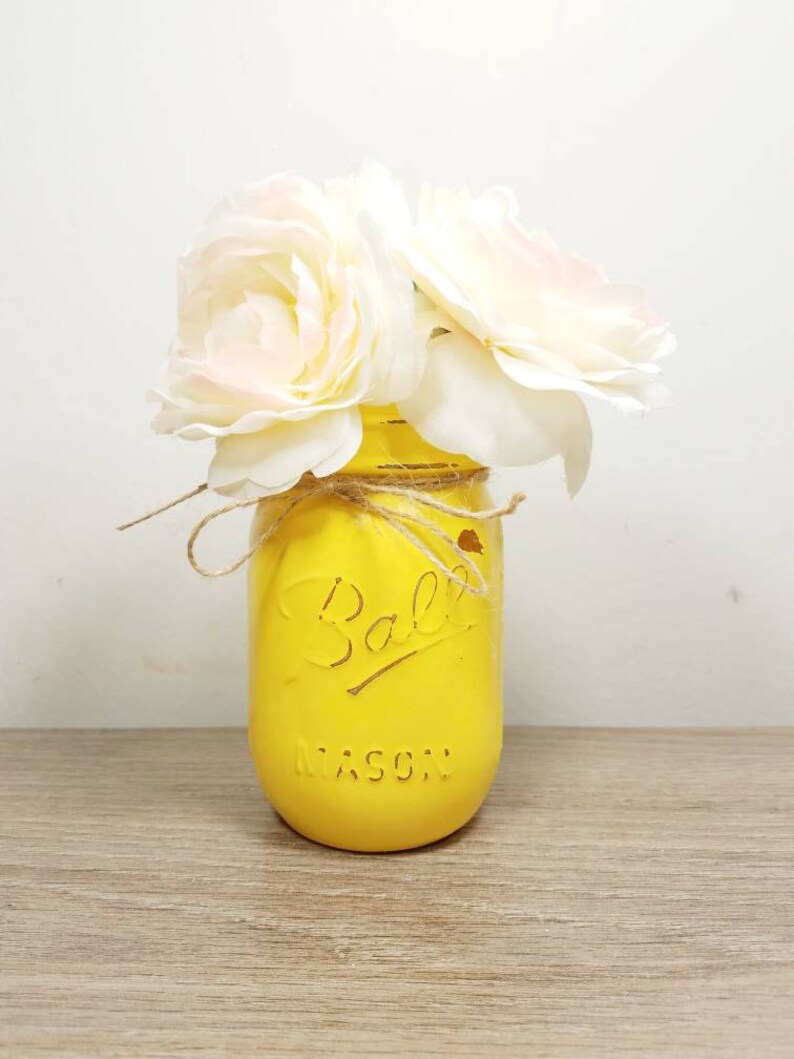 Yellow Party Decor Yellow Baby Shower Yellow Mason Jar Etsy