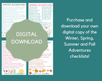 Seasonal Adventures Checklists (digital download) - Winter, Spring, Summer and Fall Adventures