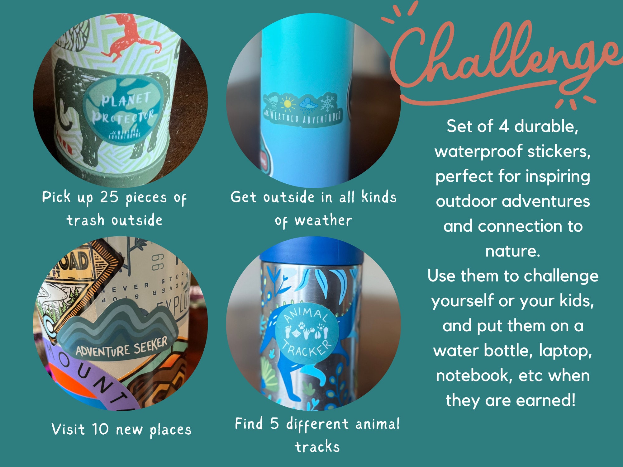 Adventure Sticker Pack - Outdoor Challenges - Waterproof Stickers - Etsy