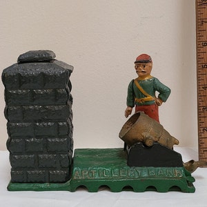 Vintage Iron Mechanical Artillery Bank