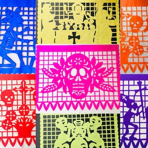 Papel Picado 50 Piezas Dia de Muertos, 50 Piezas Papel Picado Dia de los Muertos