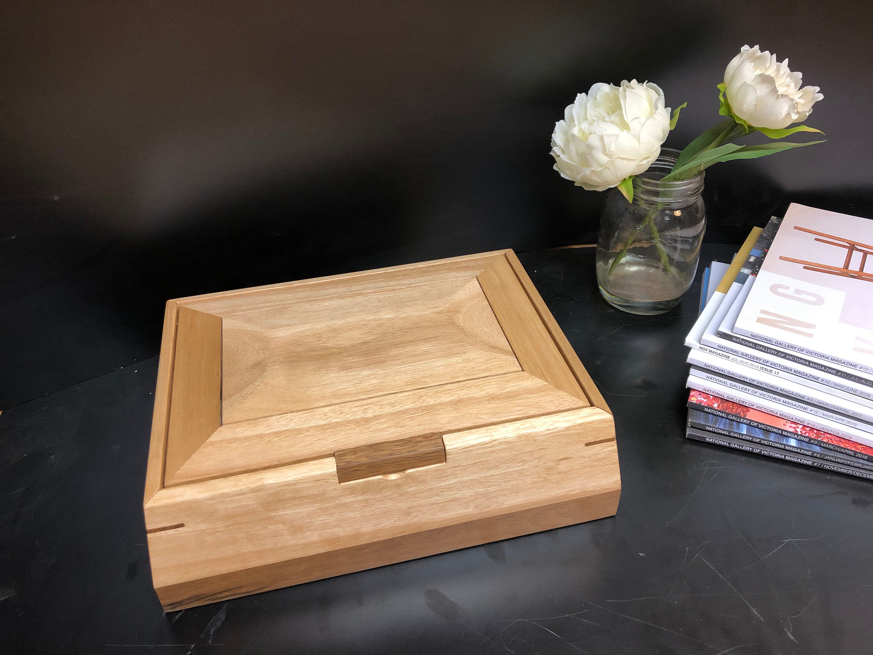 Contemporary Bevelled Timber Box American Oak and Walnut Etsy Australia