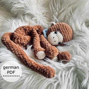 Crochet instructions for a Chicco monkey comforter for a birth or baptism, crochet a comforter for babies and toddlers, cuddly toy