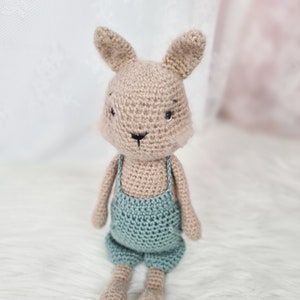 Crochet pattern Bunny Pepe with dungarees Amigurumi for Easter