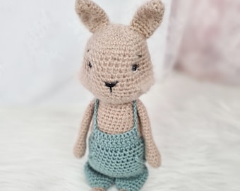 Crochet pattern Bunny Pepe with dungarees Amigurumi for Easter