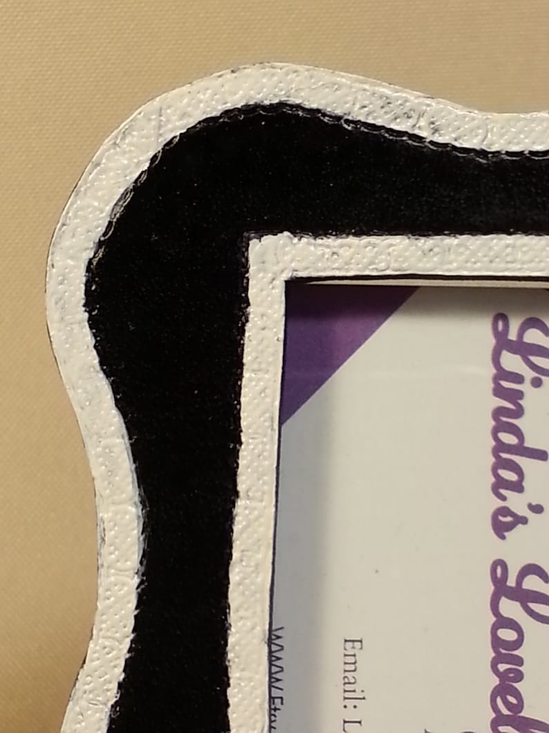 Stamped Black /& White Handmade Small Wallet Size Picture Frame Leather