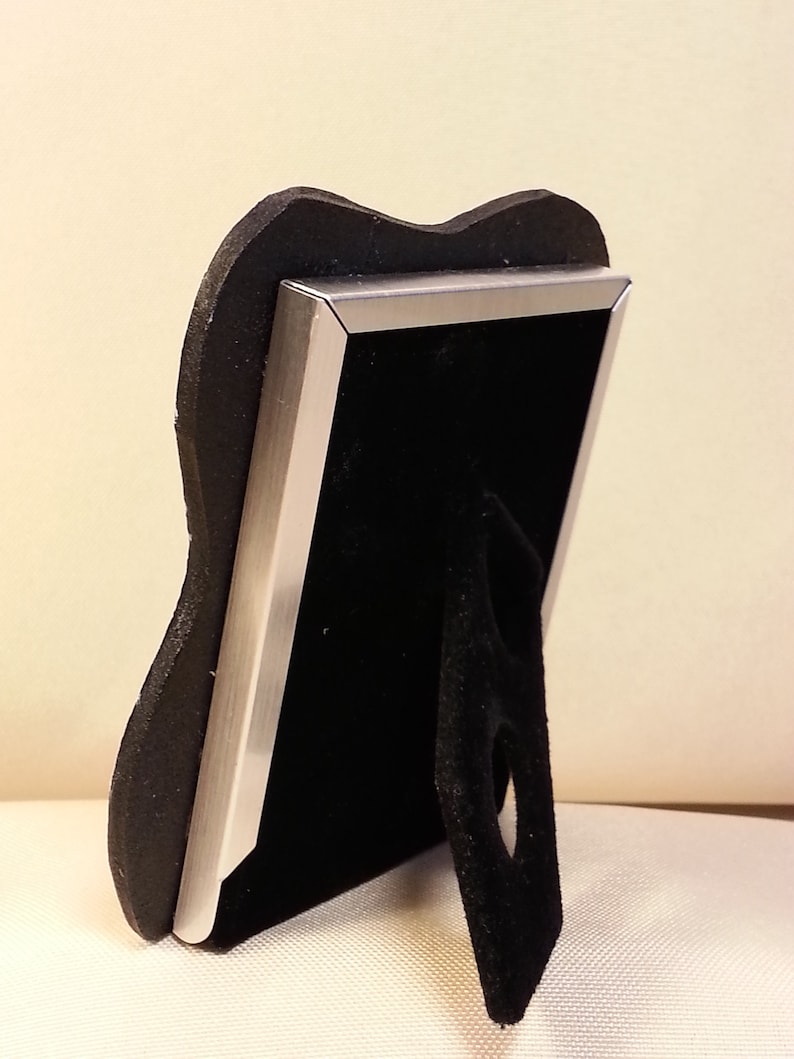 Stamped Black /& White Handmade Small Wallet Size Picture Frame Leather