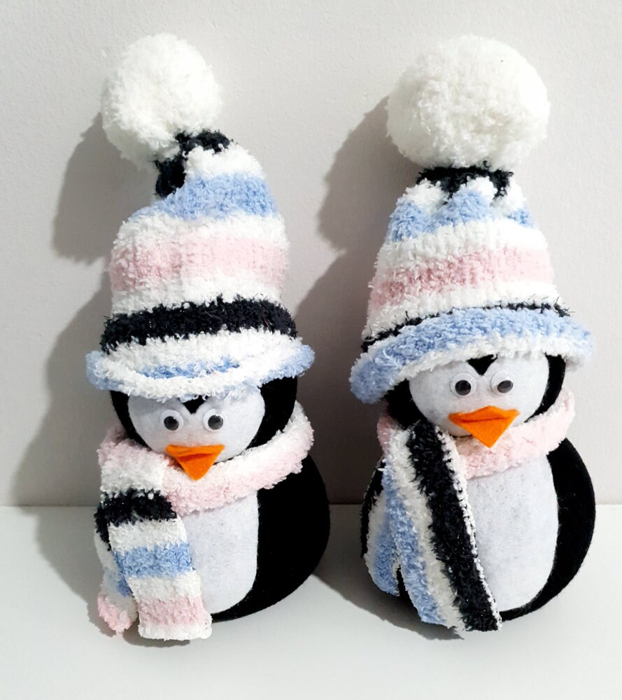 Bespoke Handmade Rice Filled Sock Penguin, Christmas Ornament Etsy UK