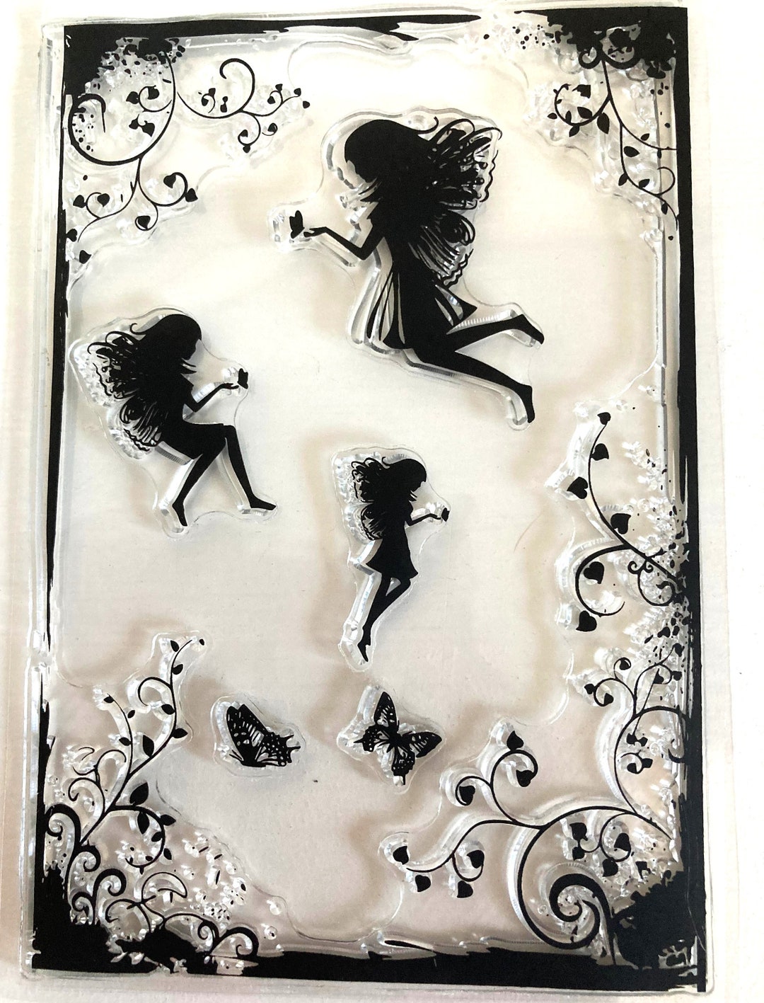 Clear Stamp Fairy and Butterflies for Scrapbooking Transparent Silicone ...