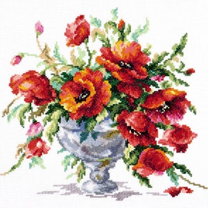 Kreuzstichpackung Rote Mohnblumen Kunst. 40-60