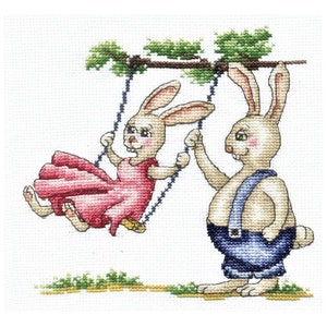 Cross Stitch Kit Bunnies. First date B-39