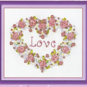 Embroidery kit with ribbons and beads Love - Everlasting Story V-0996