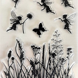 Clear Stamp Fairy and Butterflies for Scrapbooking Transparent Silicone Rubber Stamp 2